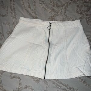 white zip up mini skirt